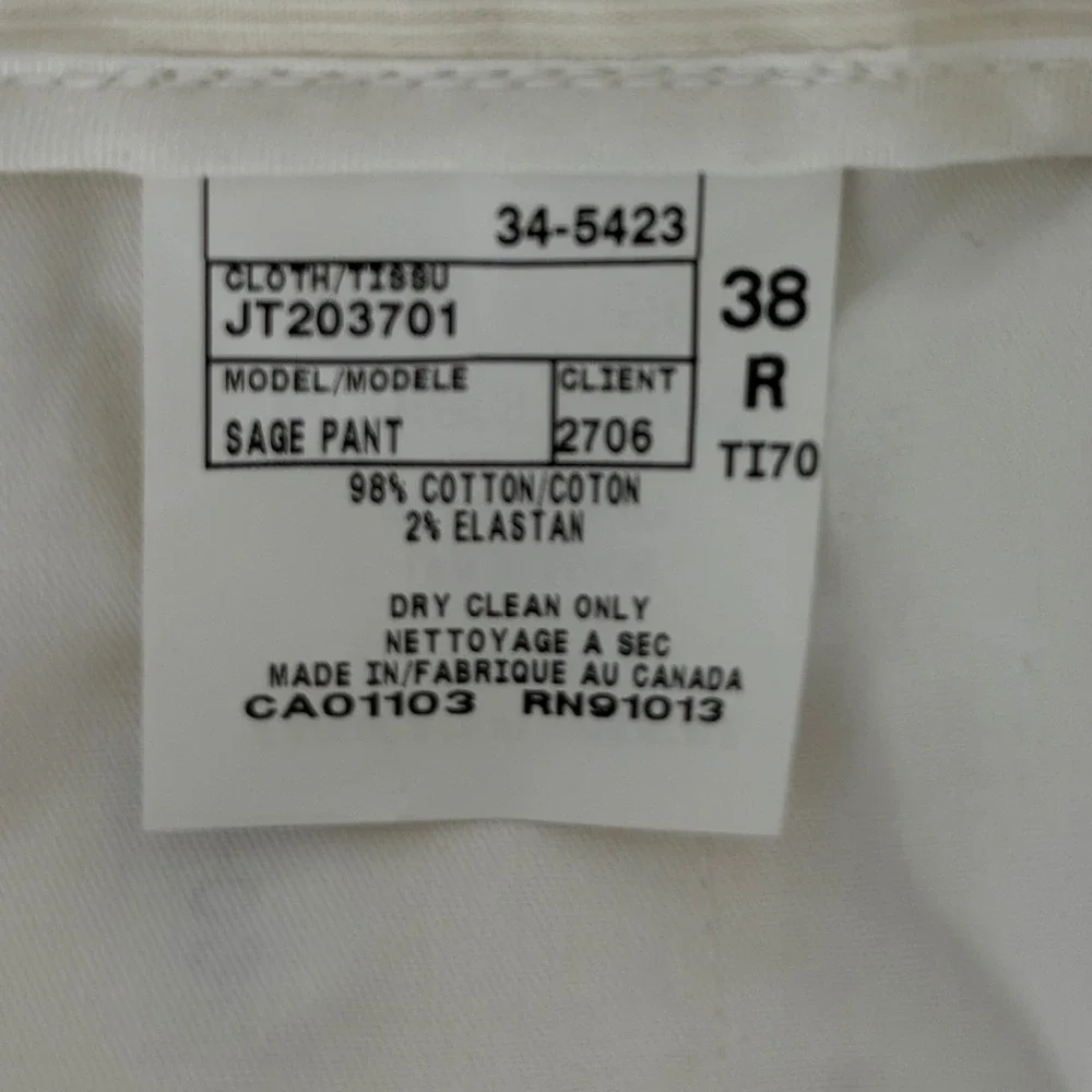 John Craig Sage Cream Cotton‎ Stretch Trousers Pants Slim Bootcut Size 38 (XL)